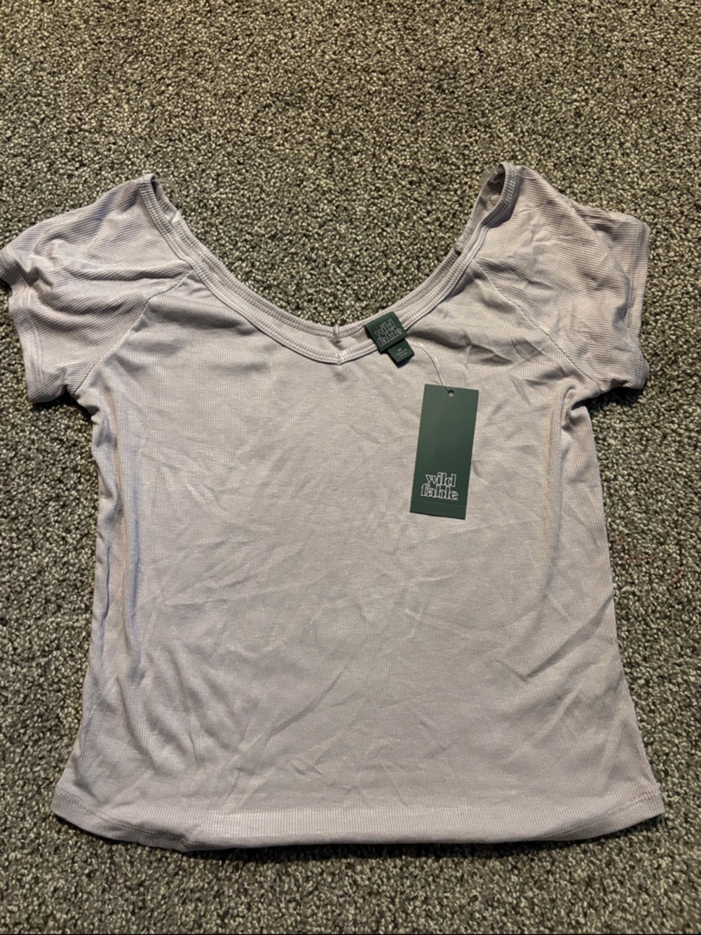 NEW wild fable Light Lavender Scoop Neck Ribbed Short Sleeve Tee